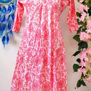 Pink & White Floral Anarkali