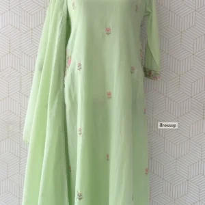 3 Pcs Mul Cotton Aline kurtis with bottom and Dupatta